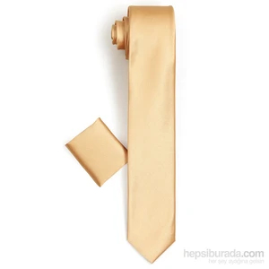 Erkek Gold Sarı Mendilli Kravat