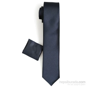 Erkek Lacivert Mendilli Kravat