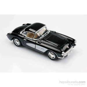 Siyah 1957 Chevrolet Corvette  1/34 Çek Bırak Die-Cast Model Araç