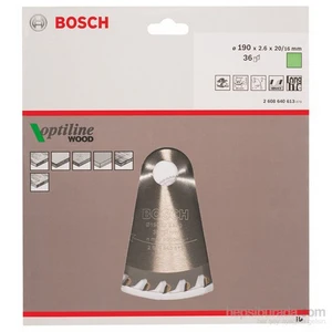 - Optiline Serisi Ahşap İçin Daire Testere Bıçağı - 190 X 20/16 X 2,6 Mm, 36 Diş