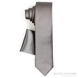 Erkek Gri Mendilli Kravat