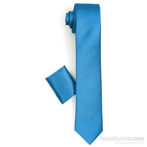 Erkek Gece Mavi Mendilli Kravat