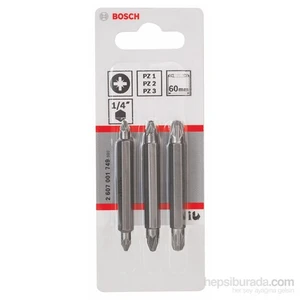 - 3 Parçalı Çift Taraflı Vidalama Ucu Seti - Pz1, Pz2, Pz3: Pz1, Pz2, Pz3: 60 Mm