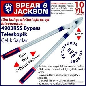Spear And Jackson 4903Rss Dal Budama Makası Teleskopik Bypass Ve Çelik Saplı