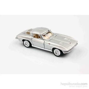 Gri 1963 Corvette Sting Ray  1/36 Çek Bırak Die-Cast Model Araç