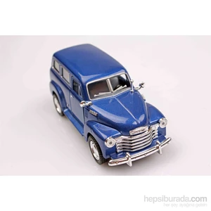 Mavi 1950 Chevrolet Suburban  1/36 Çek Bırak Die-Cast Model Araç