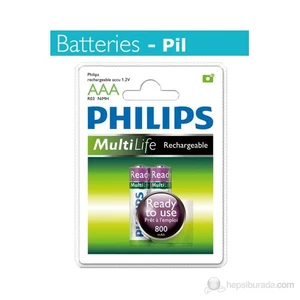 R03B2RTU8 AAA 800 Mah Şarj Edilebilir 2'Li İnce Kalem Pil