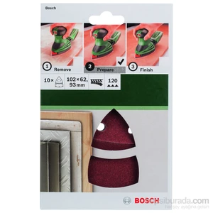 - Multi Zımpara Kağıdı 10'Lu, 102 X 62/93 Mm 120 Kum 11 Delik