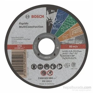 - Rapido Serisi Çoklu Malzemeler İçin Düz Kesme Diski (Taş) - Acs 60 V Bf, 115 Mm, 1,0 Mm