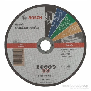 - Rapido Serisi Çoklu Malzemeler İçin Düz Kesme Diski (Taş) - Acs 46 V Bf, 180 Mm, 1,6 Mm
