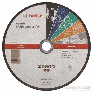 - Rapido Serisi Çoklu Malzemeler İçin Düz Kesme Diski (Taş) - Acs 46 V Bf, 230 Mm, 1,9 Mm