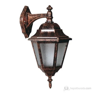 Dış Makan Abs 42 Cm Poli Cam Küçük Altıgen Fener Ters Aplik Bakır