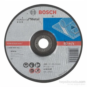 - Standard Seri Metal İçin Bombeli Kesme Diski (Taş) - A 30 S Bf, 180 Mm, 22,23 Mm, 3,0 Mm