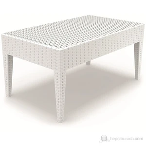 Rattan/ Miami Uzun Sehpa - Beyaz