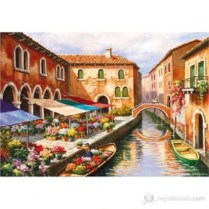 500 Parça Yapboz Kanalda Çiçek Pazarı