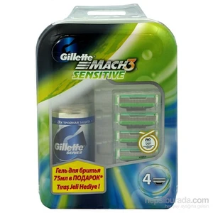 Mach 3 Sensitive Yedek Tıraş Bıçağı 4'Lü + Tıraş Jeli Set