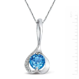 Bella Gloria  925 Ayar Gümüş Üzeri  Altın Kaplamalı Pırlanta Mavi Topaz 'Birtanem' Burç Kolyesi (GK00119)