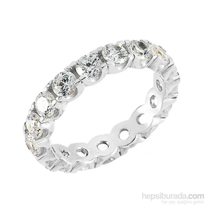 Silver & Silver 8 Ct Zirkon Taşlı Tamtur Alyans, Yüzük
