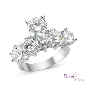 Silver & Silver 6Ct Zirkon 925 Ayar Altın Kaplama Yüzük