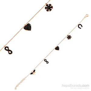 Bella Gloria Rose Siyah Taşlı Gümüş Şans Bilekliği (GB00272)