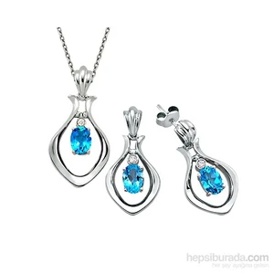 3.36 Karat Mavi Topaz, 0.07 Karat Pırlanta Takım  GMY116