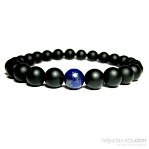 Gerçek Mat Oniks Lapis Lazuli Doğal Taş Bileklik