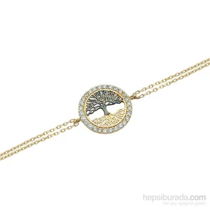 14 Ayar Altın Siyah Hayat Ağacı Bileklik