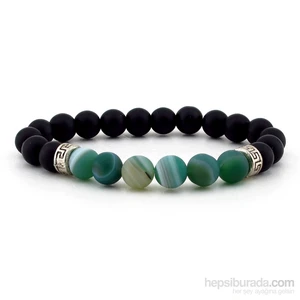 Mat Yeşil Akik Doğal Taş Bayan Bileklik B845
