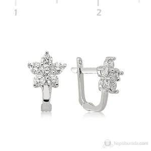 KENPAZAR Bayan Lili Zirkon Taşlı Gümüş Çiçek Küpe