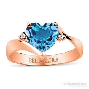 Bella Gloria Mavi Topaz Roz Aşk Yüzüğü (GPY0042)