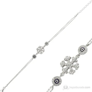 KENPAZAR Gumush Zirkon Taşlı Nazarlı Kartanesi Bileklik