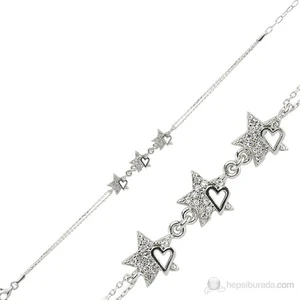 KENPAZAR Bayan Lili Zirkon Taşlı Kalpli Yıldız Bileklik