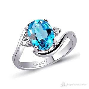 0.05 Karat Pırlanta Mavi Topaz Yüzük GMY068