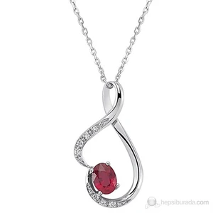 0.07 Karat Pırlanta 1.05 Karat Yakut Pırlanta Yakut  KolyeGmy075