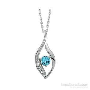 0.04 Karat 0.65 Karat Mavi Topaz Pırlanta  Kolye GMY104