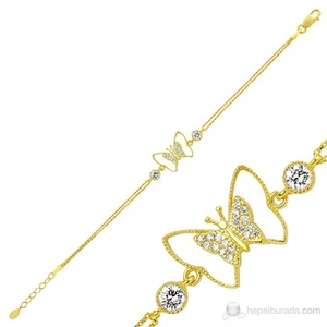 KENPAZAR Bayan Lili Altın Kaplama Kelebek Bileklik