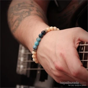 Mavi Akik Sedef Doğal Taş Bileklik