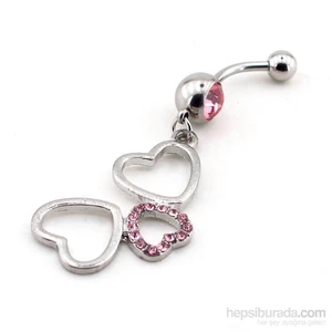 Üçlü Kelebek 316L Çelik Göbek Piercing P298