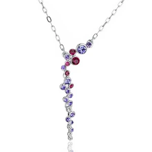 Pembe-Mor Swarovski® Taşlı Mini Su Yolu Kolye