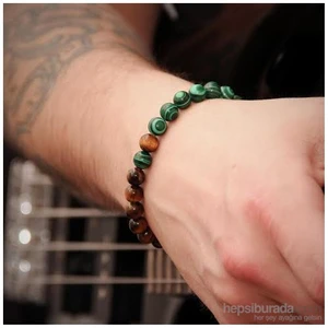 Yeşil Malakit Kaplan Gözü Doğal Taş Bileklik