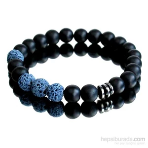 Mavi Lav Taşı Mat Oniks Hematit Doğal Taş Bileklik