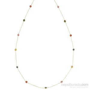 14 Ayar Altın Renkli Taşlı Kolye