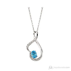 0.07 Karat Pırlanta 0.76 Karat Mavi Topaz Pırlanta Kolye GMY035
