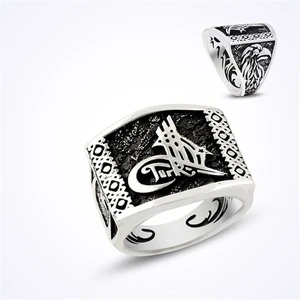 Mina Silver Osman Tuğralı Türk Yazılı Taşsız Erkek Gümüş Yüzük