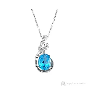 0.06 Karat Mavi Topaz Pırlanta KolyeGZKL113