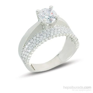 Silver & Silver 1 ct Zirkon Taşlı Hem Tektaş Hem Alyans - Görülmemiş Fiyat !!