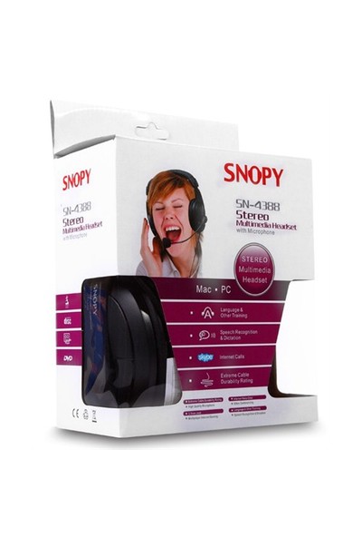 Snopy SN-4388 Prof. Deri Mikrofonlu Kulaküstü Siyah Kulaklık