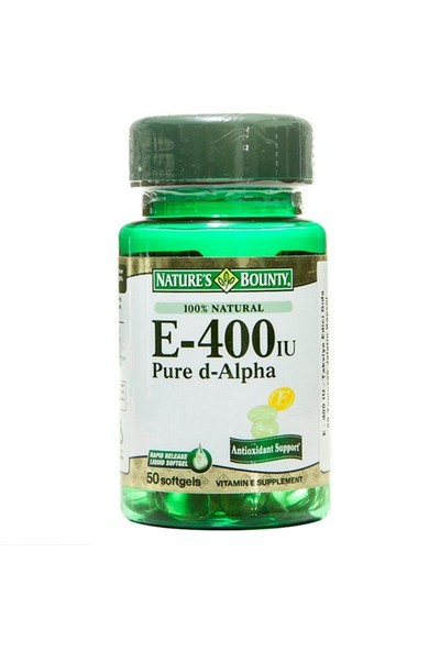 Nature's Bounty Vitamin E-400 IU 50 Softjel (%100 Natural)