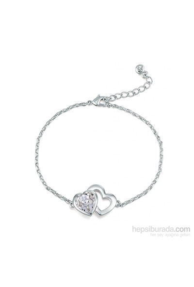 Monemel Swarovski® Taşlı Kalpli İnce Bileklik