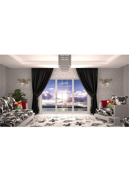 Tek Parça Fon Perde - Siyah